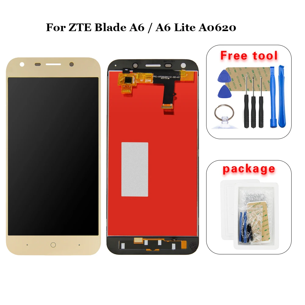 ЖК дисплей 5 2 дюйма для ZTE Blade A6 / Lite A0620 A0622 детали с инструментами|Экраны мобильных