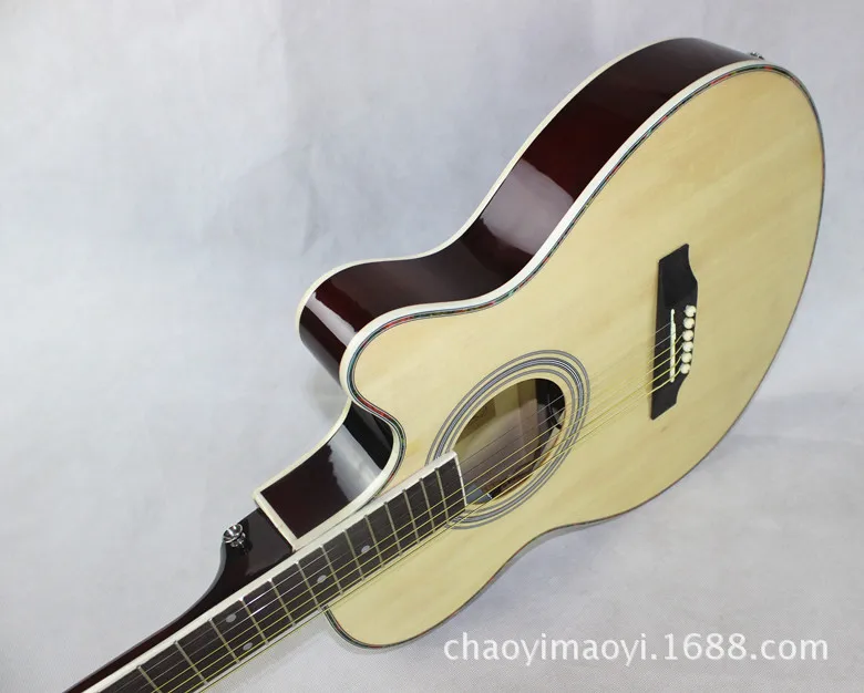 Гитара акустическая электрическая стальная струна тонкое тело Flattop Balladry поп-фолк 40 дюймов гитара 6 струн красный свет Cutaway электро