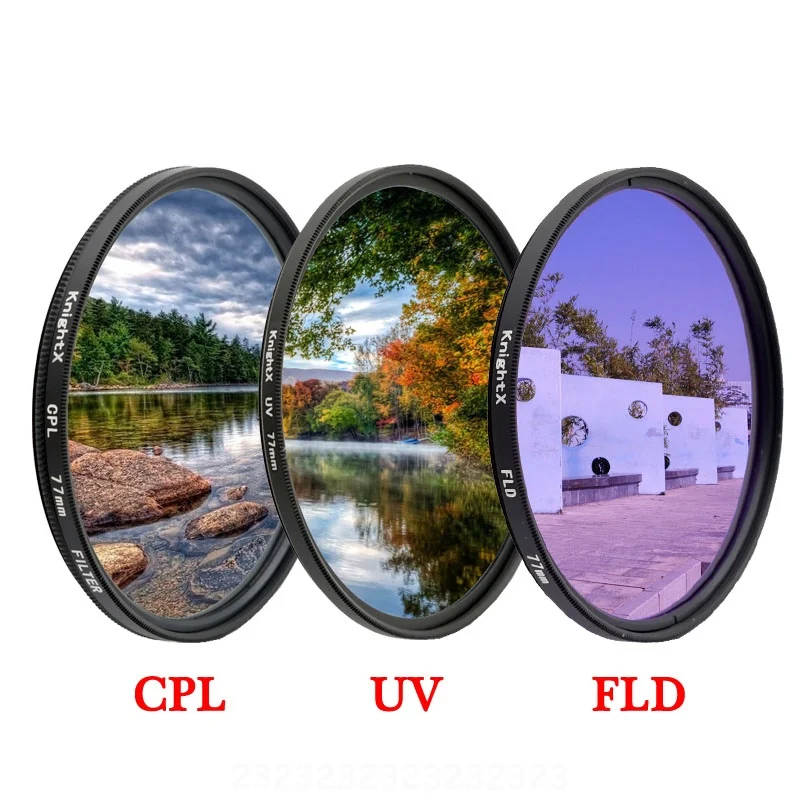 

KnightX FLD UV CPL Camera Lens Filter For canon eos sony nikon d3300 d70 photography photo kit 1200d light 49 52 55 58 67 77 MM