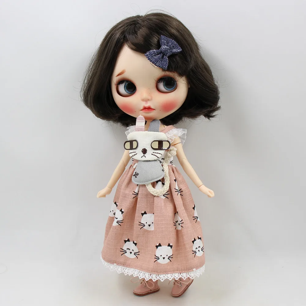 Blyth 1/6 платье куклы со шпилькой розовый и зеленый Милая одежда прекрасный кот шаблон Девушка суставное тело bjd игрушка