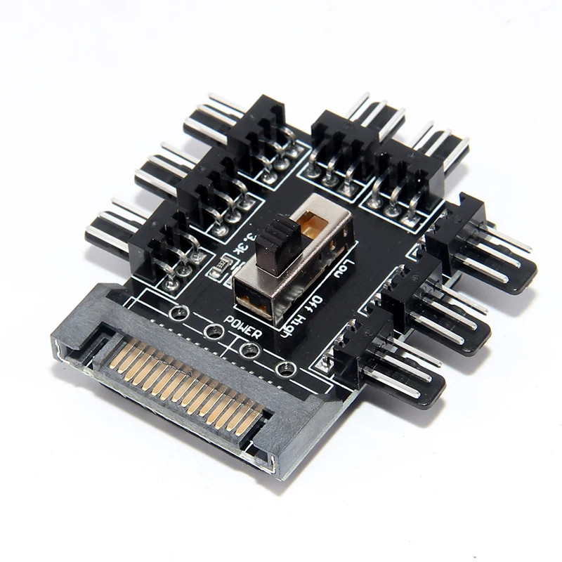 ПК компьютер SATA 1 до 8 Multi Way Splitter кулер вентилятор охлаждения концентратор 3pin 12 В в