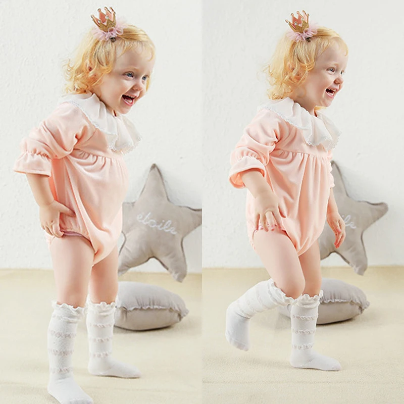 Lovey/хлопковые короткие носки до колена для маленьких девочек мягкие эластичные колготки для детей 0-12 месяцев