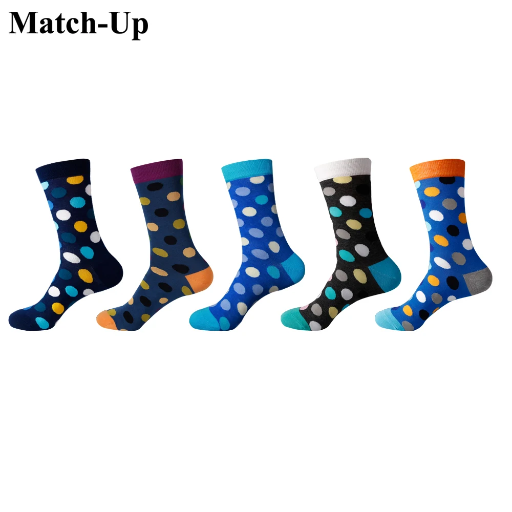 Мужские носки Match Up из чесаного хлопка Длинные цветные забавные большого размера