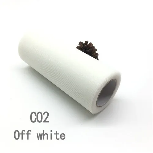 C02 Off white 15 см 25 ярдов тюль рулон ткани катушки пачка вечерние упаковка для подарка на день рождения Свадебные украшения Рождественские сувениры события - Цвет: C02 Off white