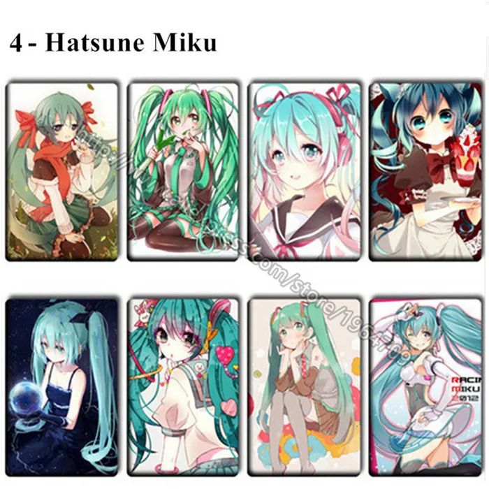 4 Hatsune Miku 50 шт./лот, милые детские наклейки для девочек с изображением дракона Кобаяши, аниме, Kanna Kamui, Классические Мультяшные наклейки на автобус, ID Card, подарки - Цвет: 4 Hatsune Miku