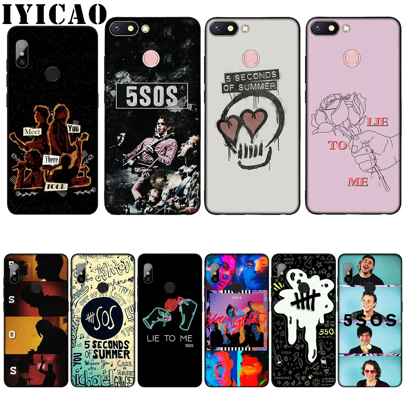 IYICAO 5Sos ремешок YOUNGBLOOD 5 секунд лета силиконовый мягкий чехол для Xiaomi Redmi 6A 5A Note 7 4 4X