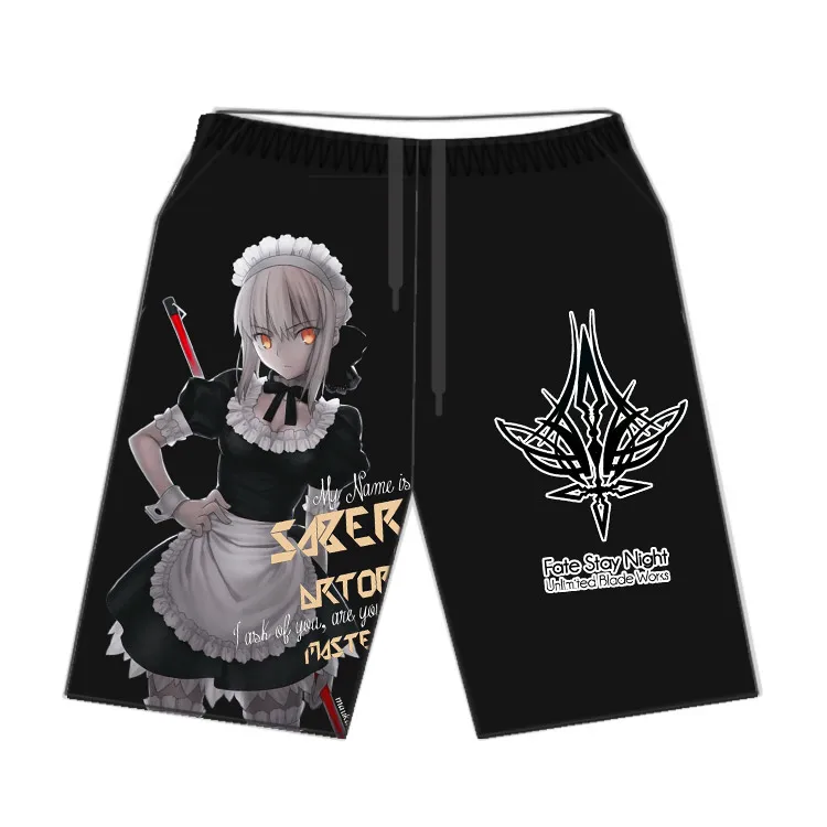 Новые 3D японские косплей игры Fate stay night Saber мужские Гавайские пляжные шорты с 3d