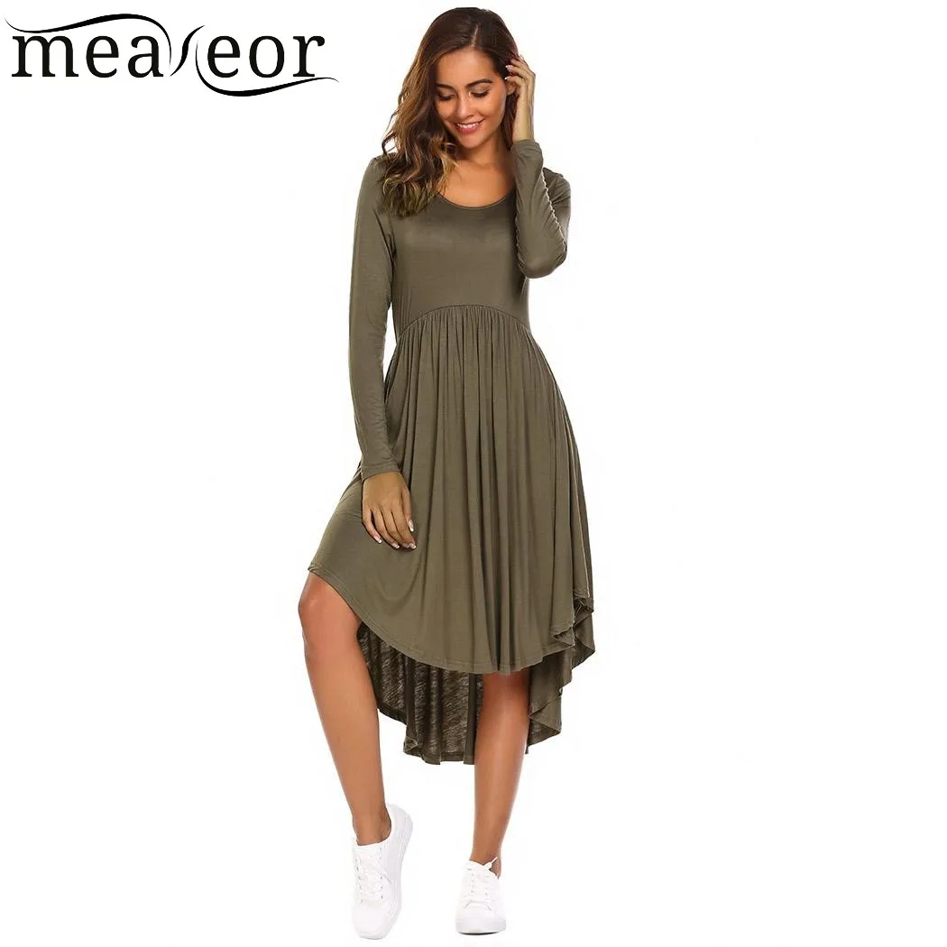 Женское асимметричное плиссированное платье Meaneor повседневное эластичное
