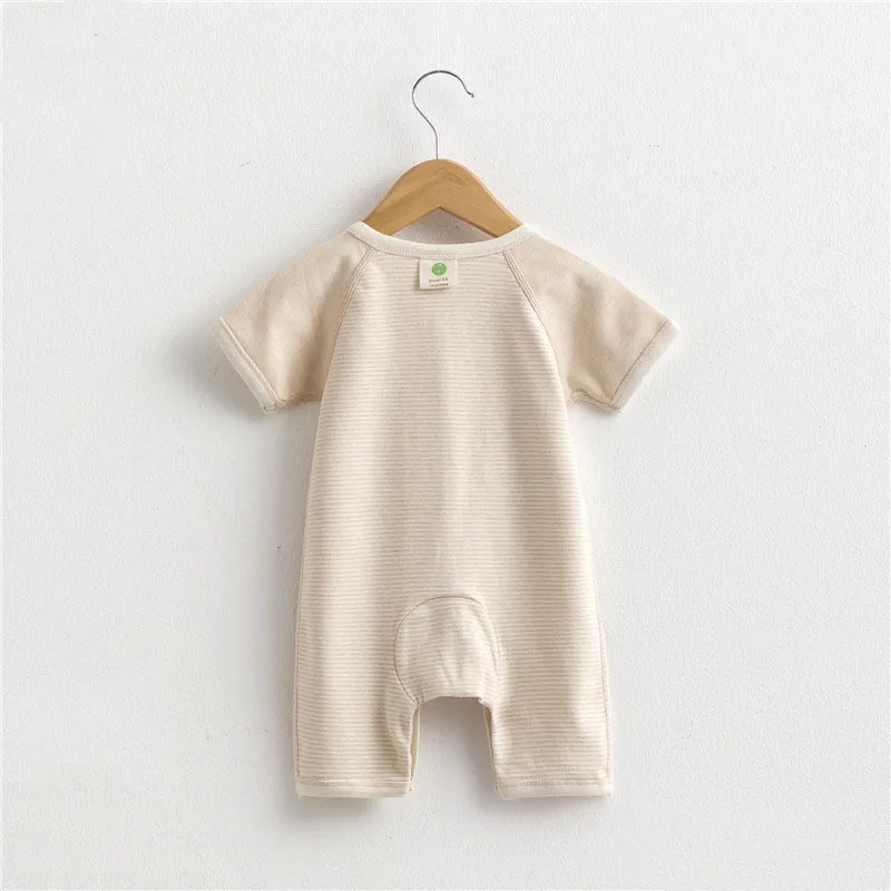 Детский хлопковый комбинезон с коротким рукавом и закрытым верхом|Ромперы| |