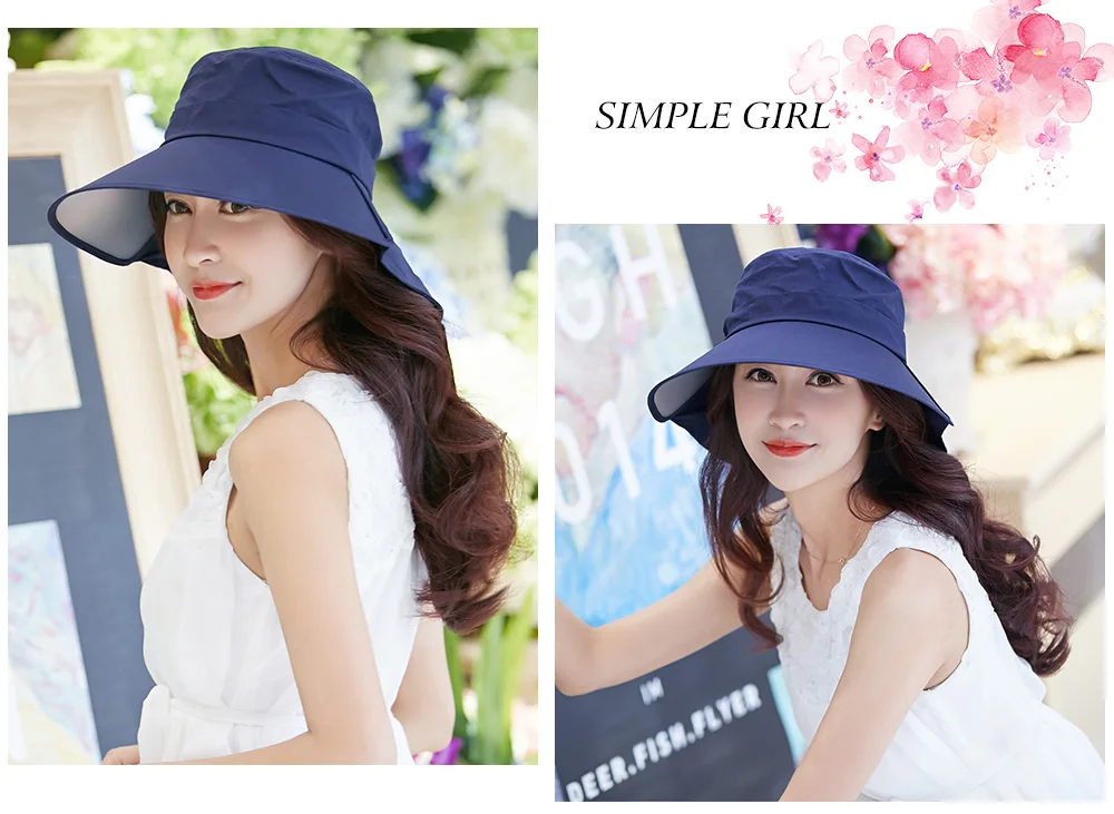 FANCET женская летняя хлопковая шляпа от солнца Кепка Chapeu Feminino Praia Chapeau Femme Bill Neck Flap UV UPF50+ большие поля Мода 68035