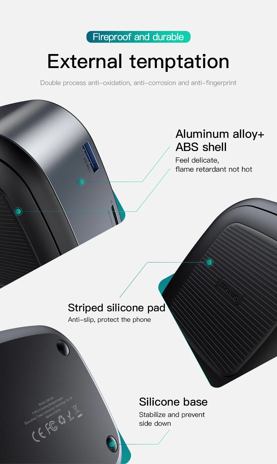 Baseus type-C Телефон концентратор Мульти USB C док-станция USB Tpye C концентратор HDMI док-станция с адаптером питания для huawei p20 pro PC Аксессуар