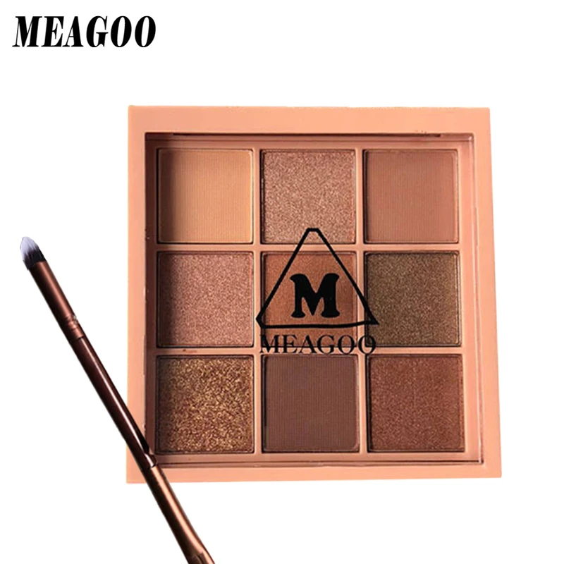 MEAGOO тени для век Палитра матовые макияж голый 9 цветов с бесплатной щеткой наборы