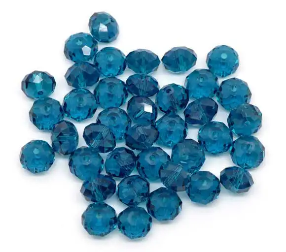 Стеклянные бусины DoreenBeads плоские круглые павлиновые синие граненые прозрачные