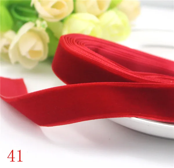 41 Red " 25-26 мм ширина бархатная лента для упаковки и украшения(2 ярдов/лот) T0604 - Цвет: 41 Red