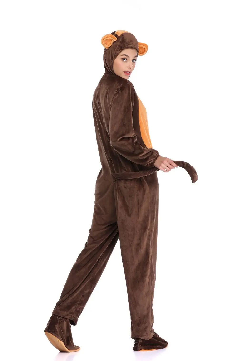 Взрослые дети семья костюм обезьяны Фланелевая пижама с капюшоном для мужчин