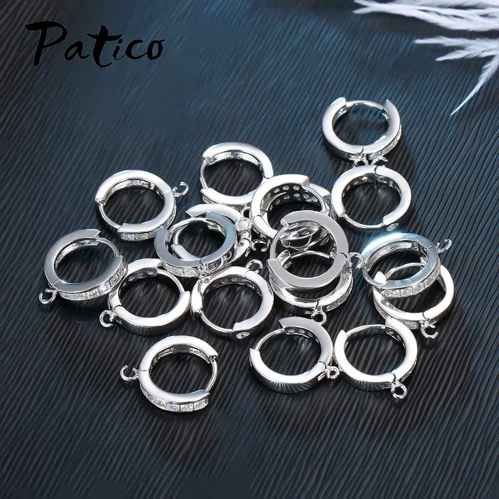 Серьги кольца с цирконием серебро 925 пробы|jewelry accessories|making jewelrycubic zirconia |