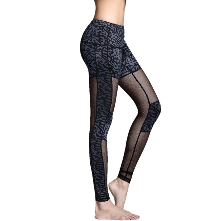 

Women sexy mesh patchwork yoga pants quick dry breathable gym sport leggings women outdoor running training compression tights