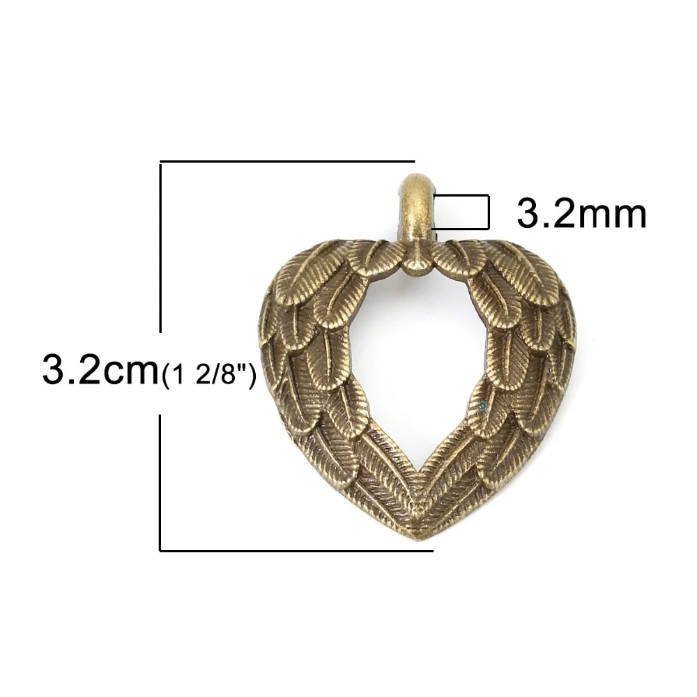 Подвески DoreenBeads из цинкового сплава подвески в форме сердца серебряного цвета