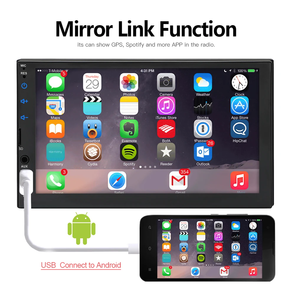 Автомагнитола 2 Din с Bluetooth mirrorlink Авторадио 7 ''MP5 плеер автомобильный монитор
