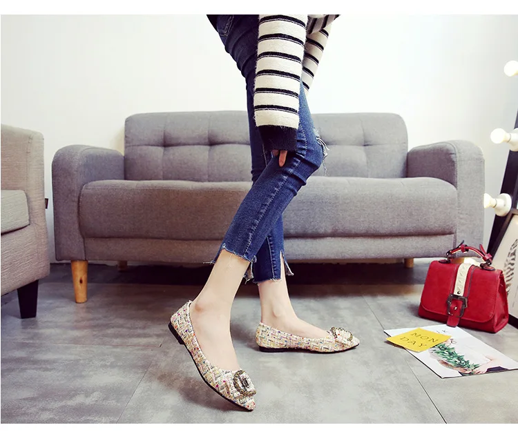 Обувь с пряжкой buckle Strap Flats; женские фирменные дизайнерские лоферы с пряжкой и кристаллами; Новинка года; балетки; женские эспадрильи без застежки; большие размеры