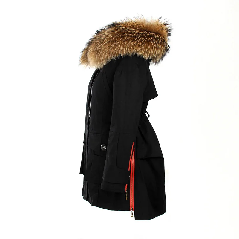 Куртка женская зимняя со съемной подкладкой и воротником из меха енота | Женская