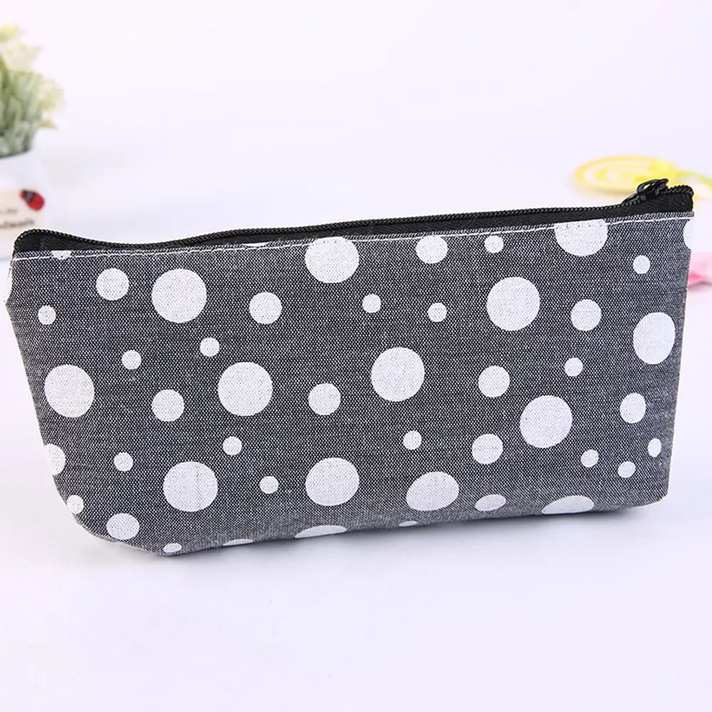 Кавайный чехол для карандаша в белый горошек красивый Карандаш сумка косметичка