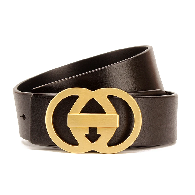 Ремень SLIGOLEEE мужской из натуральной кожи роскошный брендовый винтажный пояс с