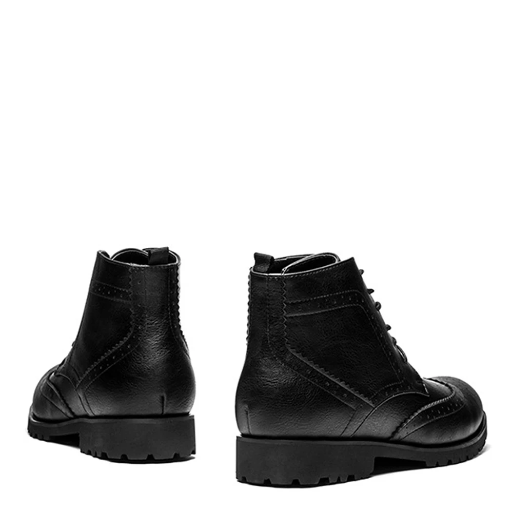 QFFAZ Retro Men Boots Pointed Toe Oxford Brogue Dress Shoes men's leather shoes lace up sapato masculino em couro | Обувь