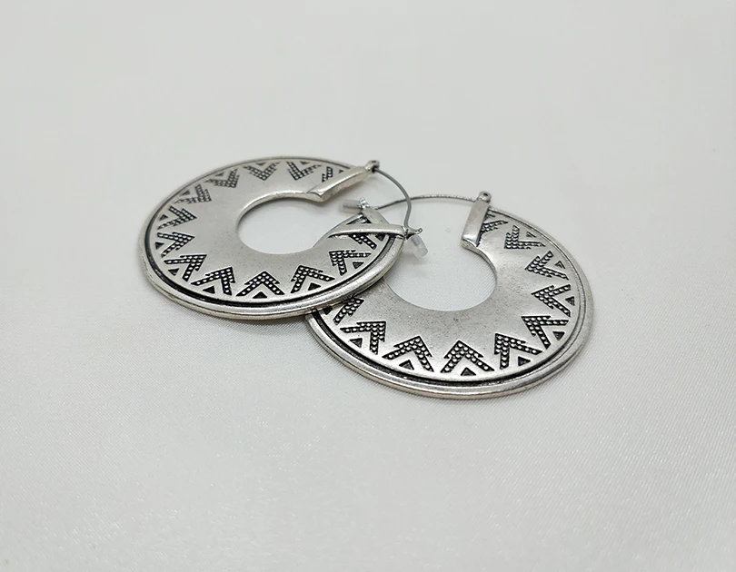 Большие этнические серьги кольца для женщин винтажные круглые вrincos серебряного