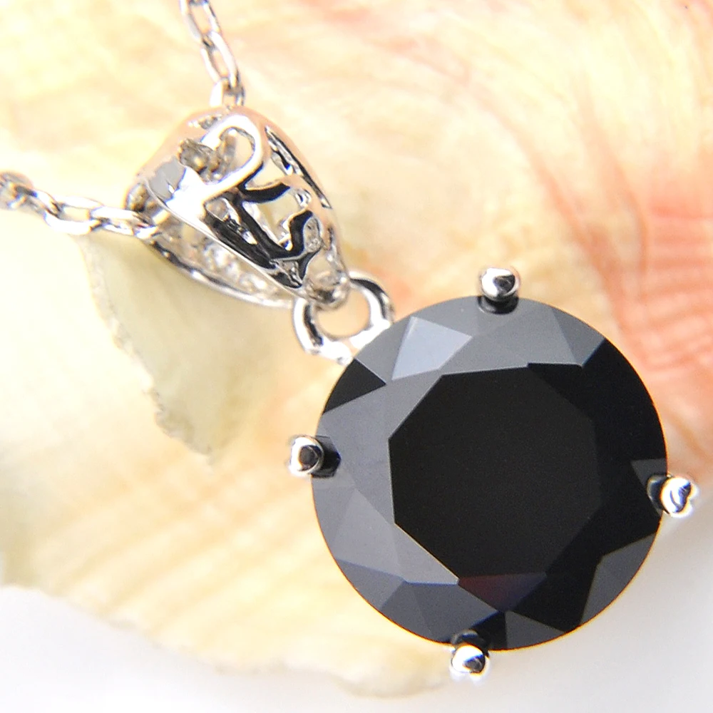 Модный Круглый черный оникс Luckyshine серебряный кристалл фианит свадебные подвески
