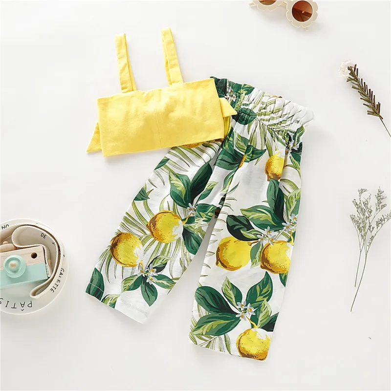 Комплект детской одежды комплект для маленьких девочек лето 2019 укороченный топ с