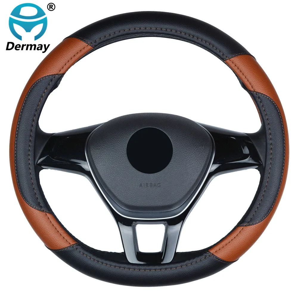 

Car Styling High-grade PU leather Steering Wheel Cover Protection 38CM/15'' Universal Anti-slip Four Seasons General for KIA VW
