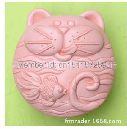 Новые силиконовые формы для мыла ручной работы в виде кошки любящей рыбы
