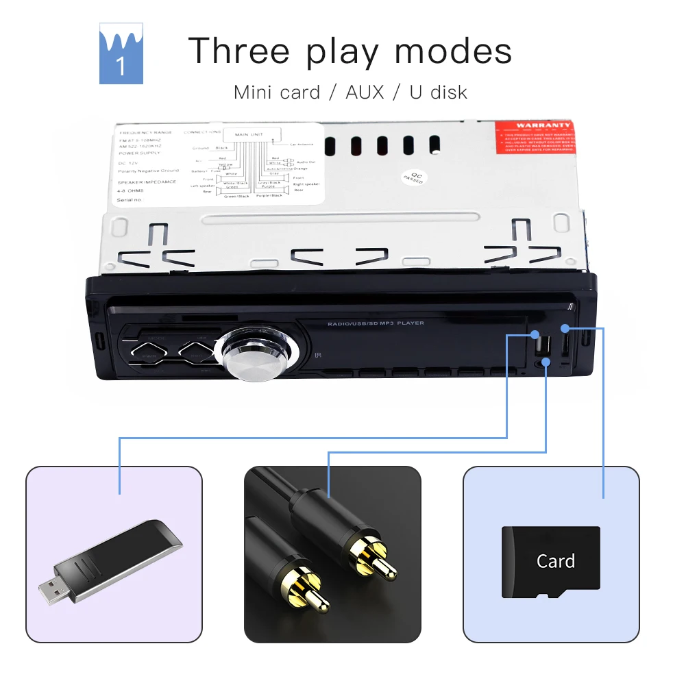 Bluetooth автомобильный стерео аудио в тире FM Aux вход приемник SD USB MP3 радио