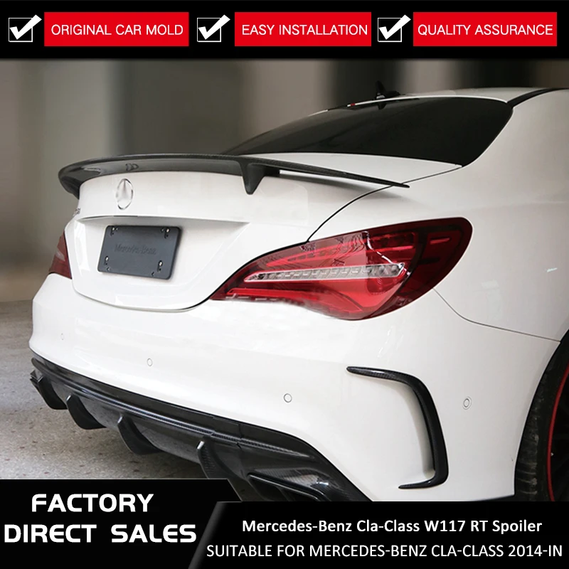 Для Mercedes-Benz CLA W117 CLA180 CLA200 CLA250 CLA260 CLA45 углеродное волокно спойлер на задний багажник, крыло RT Стиль-in