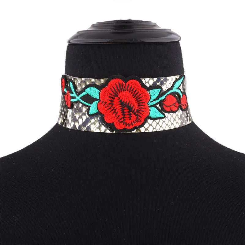 ZIVangela винтажное Новое Женское Ожерелье-Чокер ожерелья с вышивкой розы Модные