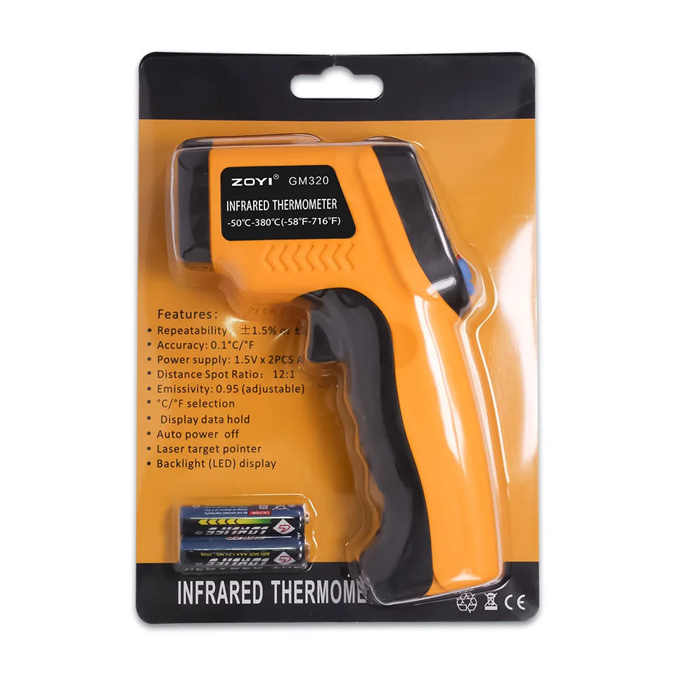 2017 GM320 Non-Contact Laser LCD Display IR Infrared Digital C/F Selection Surface Temperature Thermometer For Industry Home Use |