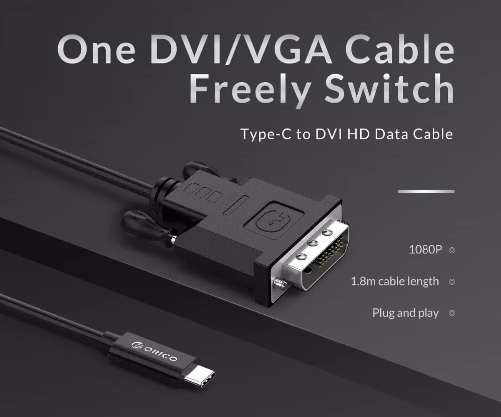 Кабель для передачи данных ORICO с usb 1 8 C на DVI HD 1080 M адаптер типа Thunderbolt совместимый