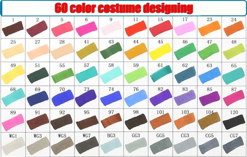 60 costume designing 30/40/60/80 художника с двойной головкой Маркер Набор маркером в наборе, манга анимация дизайн Краски эскиз маркеры для рисования товары для рукоделия - Цвет: 60 costume designing