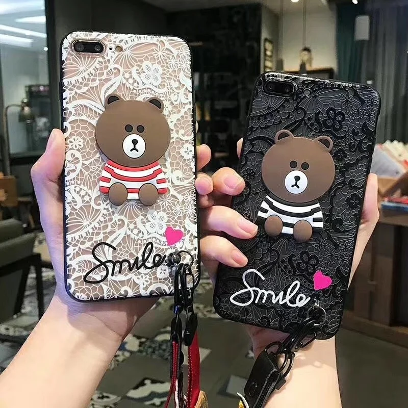 360 Полное Кружево медведь розы цветы для IPhone X XS XR XsMax 8 Plus 7 6 6S 5 5S защитный чехол ТПУ