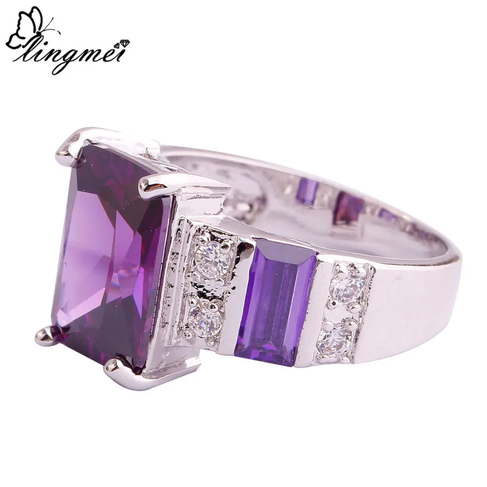 Женское кольцо с фиолетовым и белым фианитом размеры 6 10 11 12 13|ring size|women fashion ringswomen