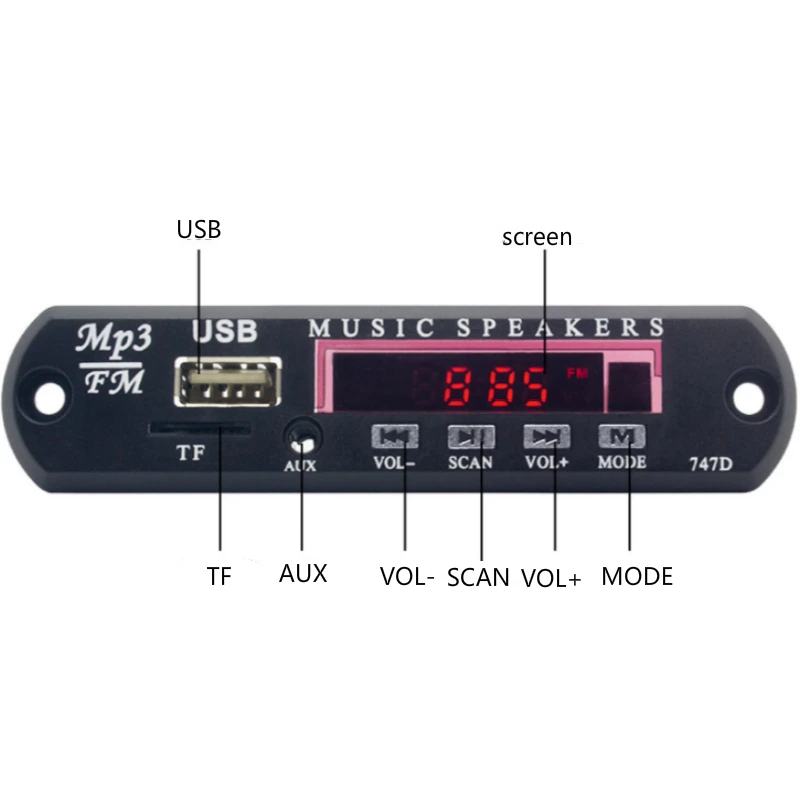 DC 12V блок питания Micro USB TF Радио MP3 декодер аудио плата для автомобиля