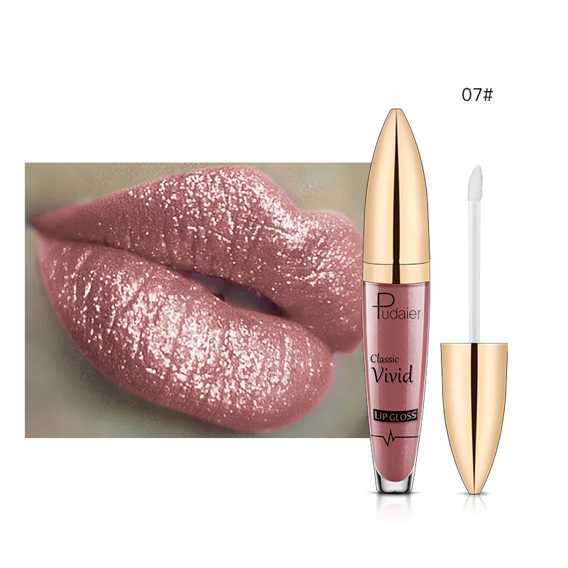 Pudaier 18Colors Glitter Liquid Lipgloss Waterproof Makeup Cosmetics Bright Lip Sense Metallic Matte Pearl Lip Gloss - Цвет: Color 07