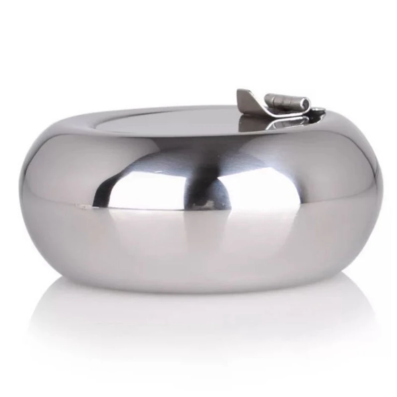 Пепельница из нержавеющей стали в форме барабана и крышки с подставкой