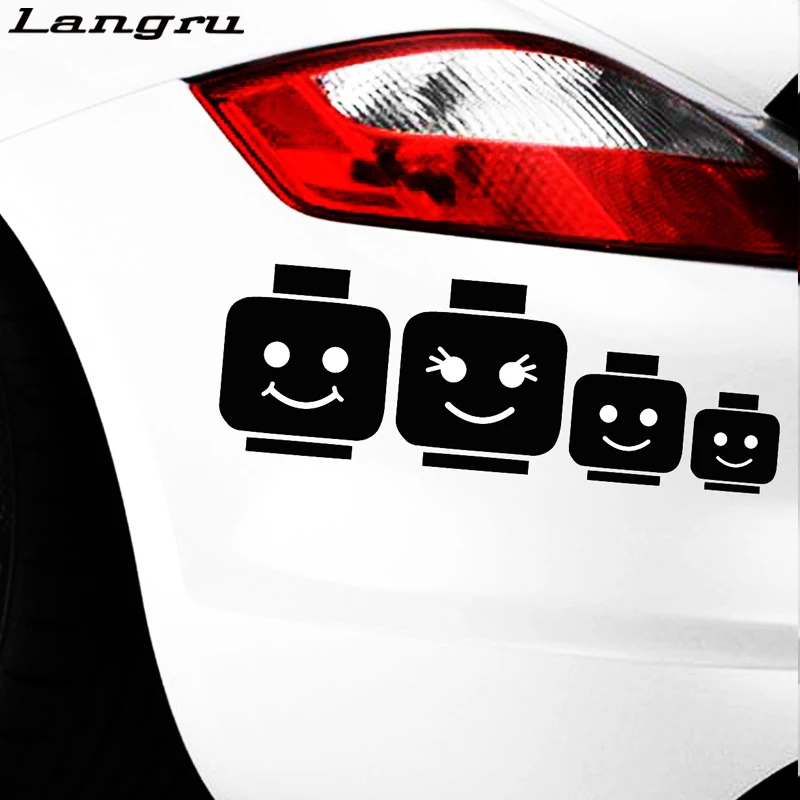 Langru Lego Family Stick Figure папа мама Дети наклейка на автомобиль виниловая окно бампер