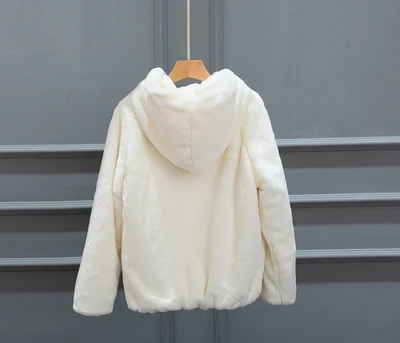 beige Осень и зима мех кролика рекс искусственный мех короткий женский с капюшоном свободный толстый размера плюс норковая шуба RE2217 - Цвет: beige