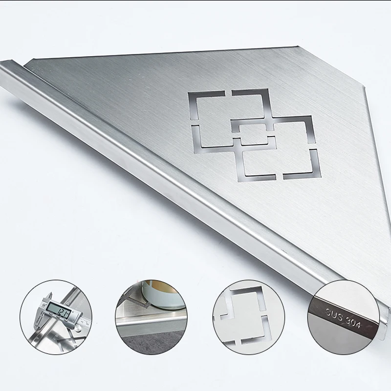 

Bathroom Kitchen Storage Shelf Wall Mounted Stainless Steel Shower Caddy Rack Brushed Nickel Black Commodity Holder