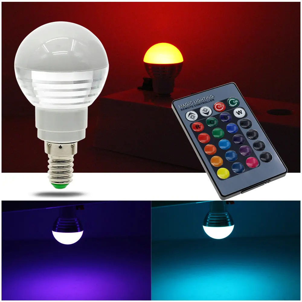 RGB светодиодный светильник Светодиодный точечный светильник E27/E14/GU5.3/GU10 пульт дистанционного управления цвет меняемый AC85-265V светодиодный светильник