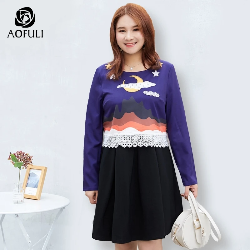 Женское платье в стиле пэчворк сезон осень зима большие размеры плиссированное