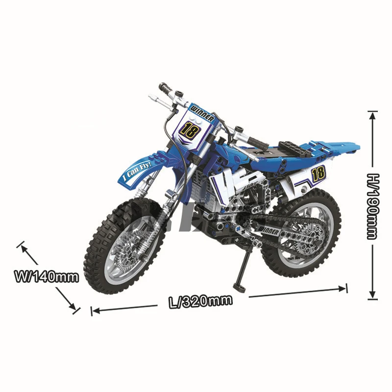 Строительные блоки синий Technic мотоцикл мото город 7045 474 шт Совместимость с legoinglys